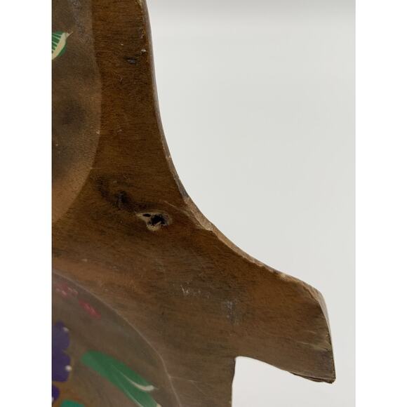 Vntg Mexican Folk Art Wooden Wood Divided Bowl/Tray 14” Long 8” Wide Flowers - Picture 8 of 12